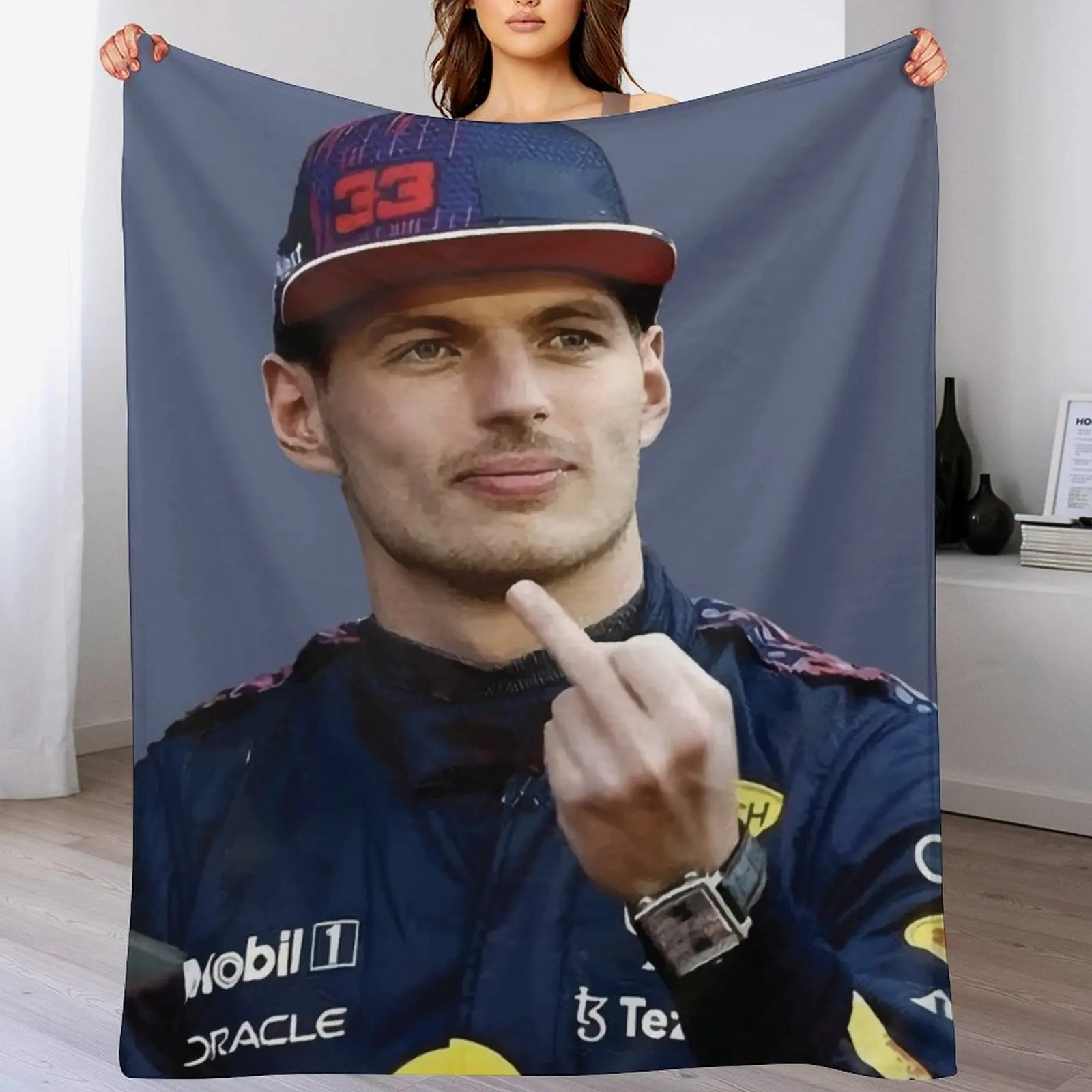 Max F1 Driver Middle Finger Meme Funny Throw Blanket bed plaid Baby Blankets