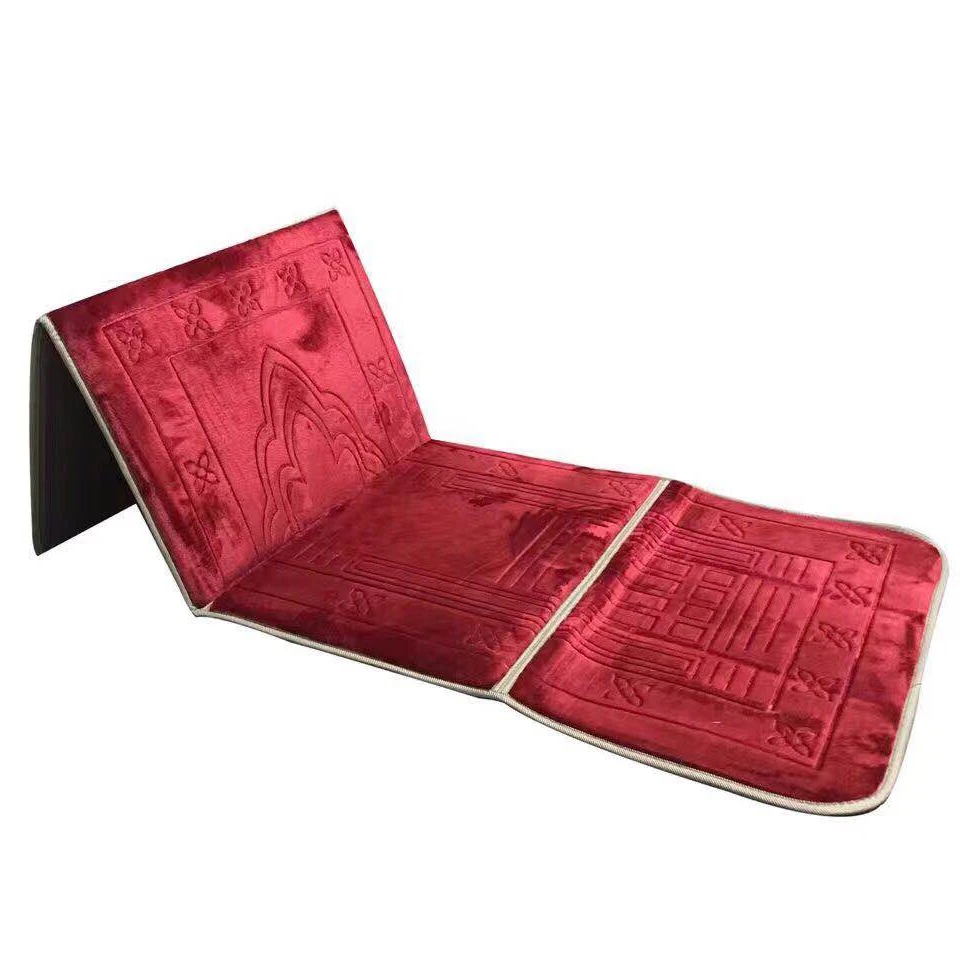 

Factory Hot Selling Fashion Islamic Foldable Praying Rug Sajadah Travel Muslim Wholesale Prayer Mats with Backrest