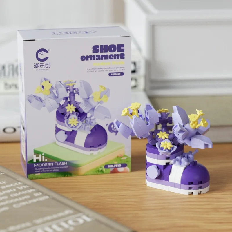 Neues Produkt kreative Mikropartikel Freizeit Baustein Spielzeug Schuhblume Qimeng Serie Desktop-Dekoration Ornamente Geschenk – Detail 11