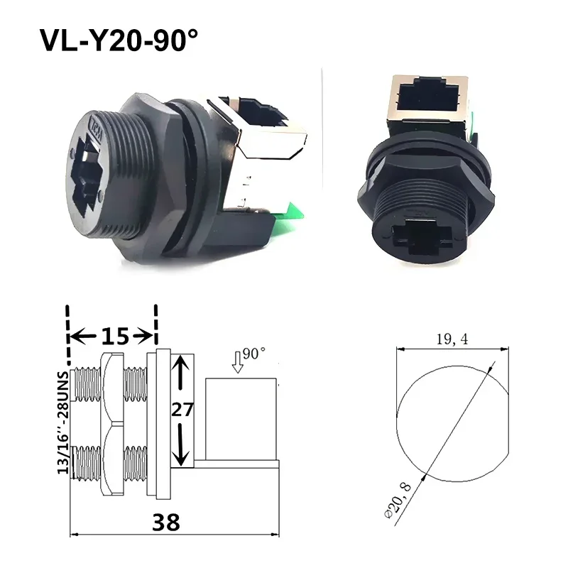 Waterproof M20 RJ45 Network Connector IP67 8Pin Ethernet Port Module Adapter RJ45 Network Cable Board Front/Rear Plug Socket image 3