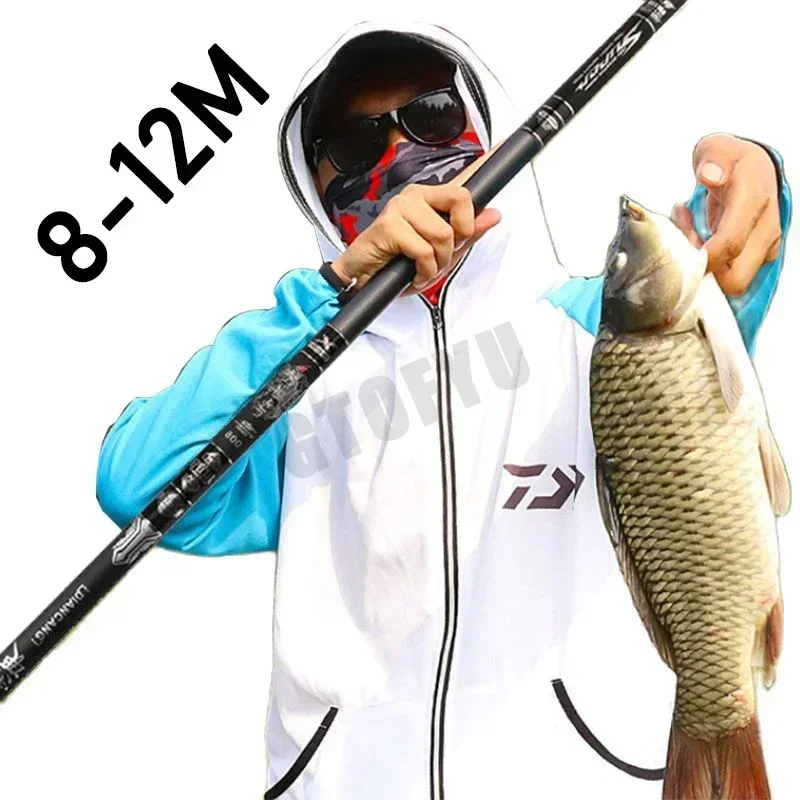 8M 9M 10M 11M 12M 13M High Quality Carbon Fishing Rod Telescopic Superhard Pole Ultralight Long Section Pole Fishing Rod 2022New