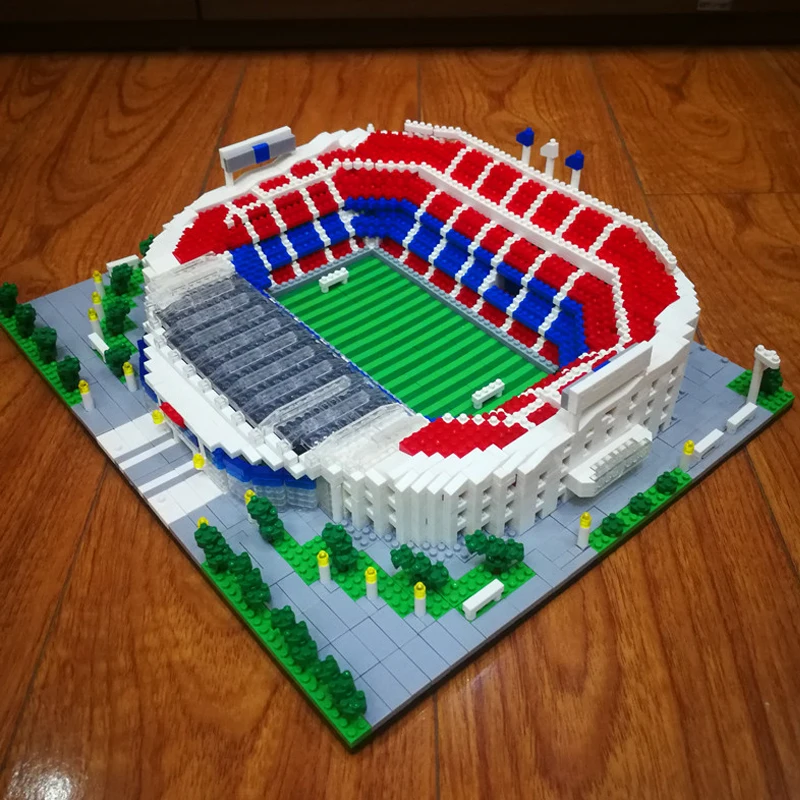 Sport Camp Nou Stadium Soccer Field Model World  Architecture Football Mini Diamond Blocks Bricks Building Toy No Box