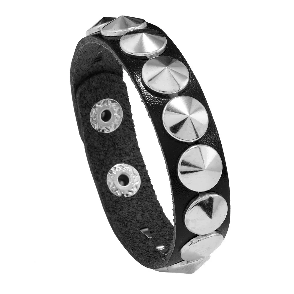 Fashion Round-point rivet Street Punk Leather Bracelets Punk Gothic Bangle Bracelet Adjustable Cuff Bangle Unisex