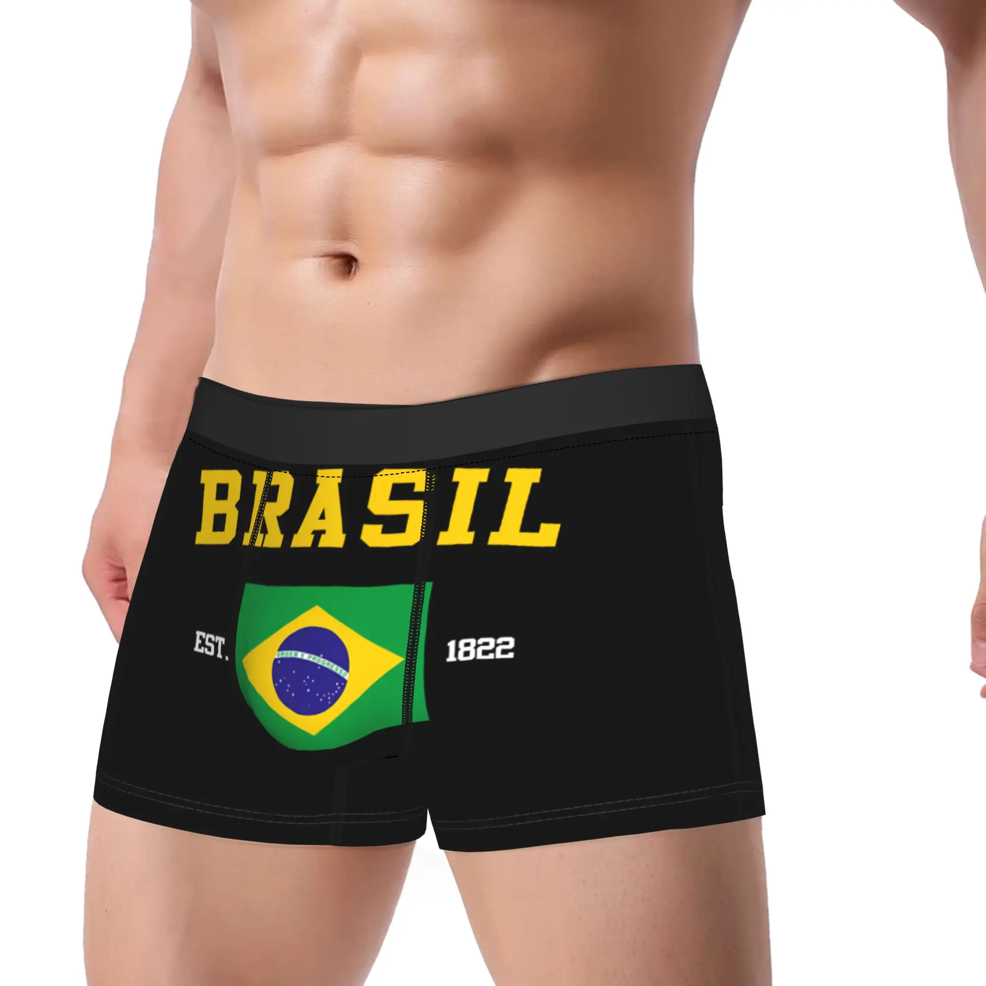 Brazil Flag Est 1822 Underwear  Comfortable Underpants Printed Shorts Briefs For Men 3D Pouch Large Size Boxershorts