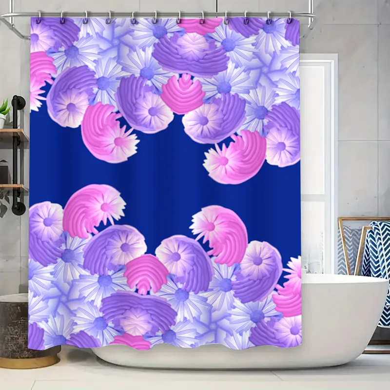 Bliss floral de rêve : rideau de douche bleu et rose pour une décoration de salle de bain romantique et vibrante