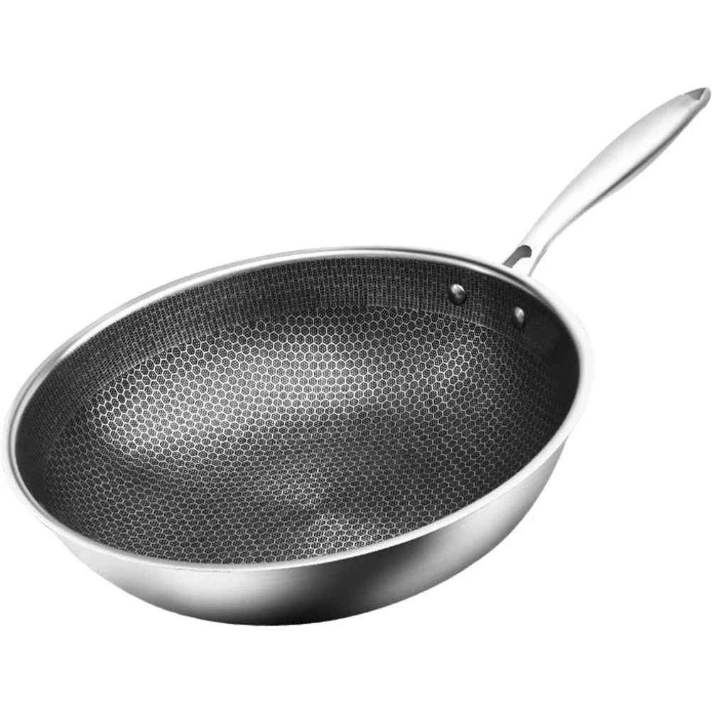 Utensilios de cocina Wok de acero inoxidable, sartén diaria para freír, olla de cocina de panal para el hogar, sartén eléctrica con revestimiento