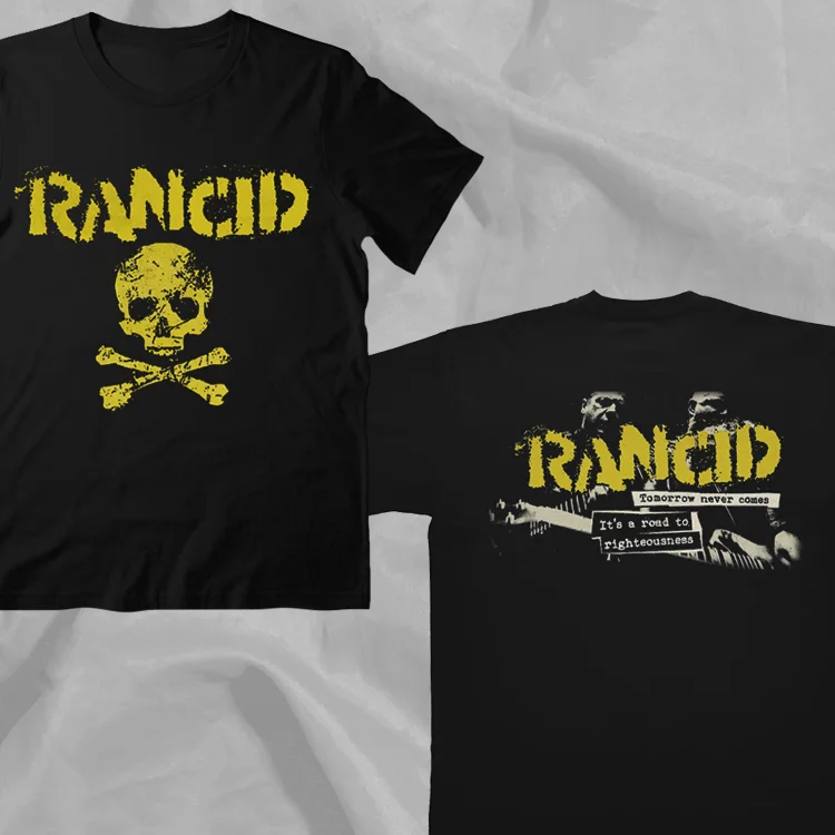 Rancid 90s Punk Rock Band Retro Black Double Sided T-Shirt