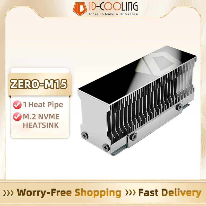 ID-COOLING ZERO-M15 M.2 2280 SSD Heat Sink M.2 NVME Heat Pipe Passive Cooler with Fins Aluminum Radiator Computer Accessories