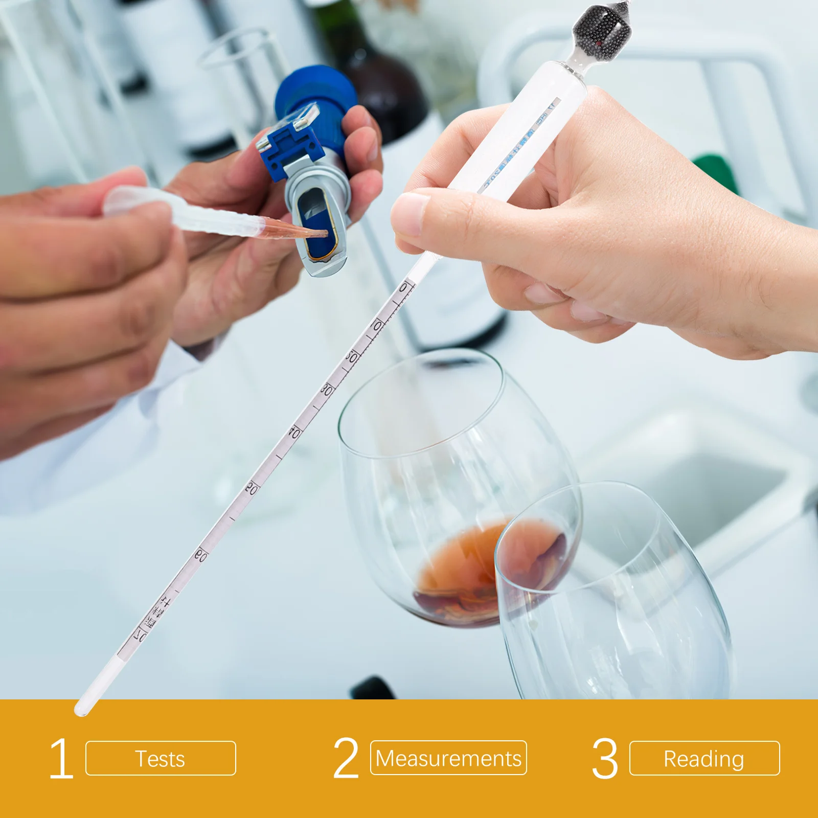 

1Set Alcohol Tester Glass Hydrometer Wine Alcohol Meter Precise Measuring Range Portable Wine Degree Tester for Home Bars
