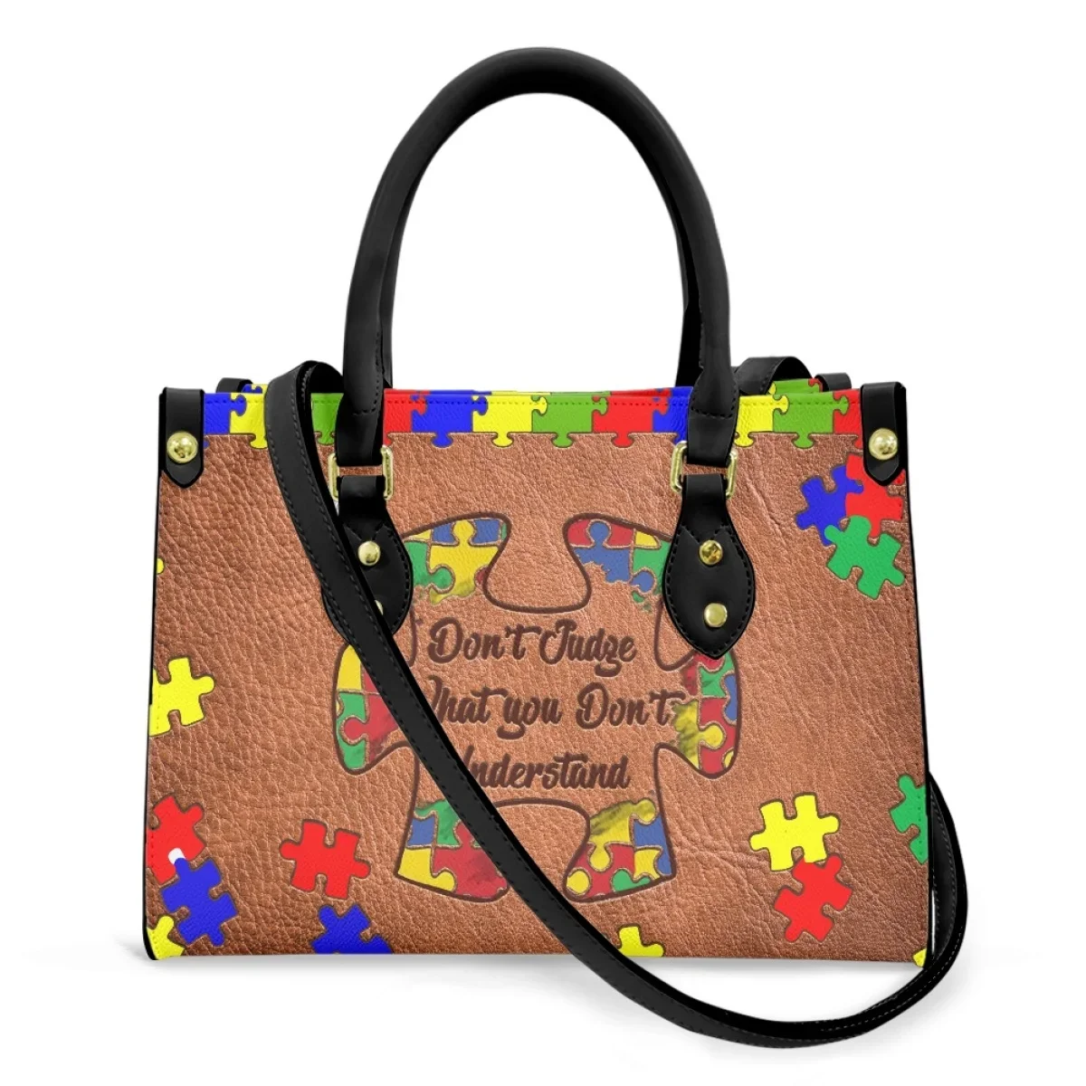 Top Handle Messenger Bag for Youth Autism Awareness Print Casual Brand Design Clutch Retro Trend Small Tote Bag Handbags Artwork