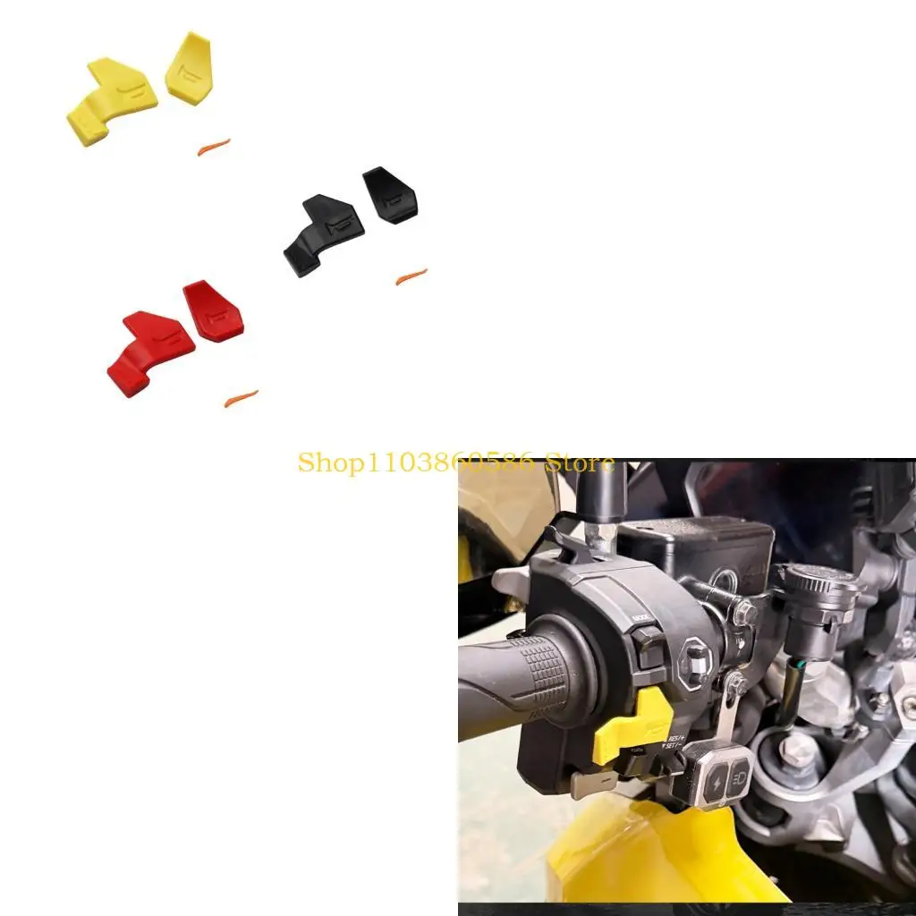 242A 2-Piece Motorcycle Horn Button Extender Kit for Left Handlebar Control with Long and Short Covers and Pry Tool