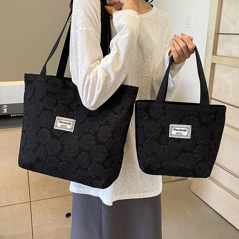 Korean Style Ins Niche Canvas Tote Bag For Women, Fashion Large Capacity Commuter Shoulder Bag For Female College Students