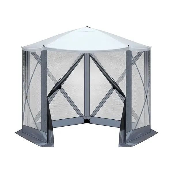 

10' x 10' Outdoor Instant Pop-Up Canopy Tent with 5 Mesh Walls - UV/Waterproof Hub Design Gazebo for Camping, Beach, and Backyar