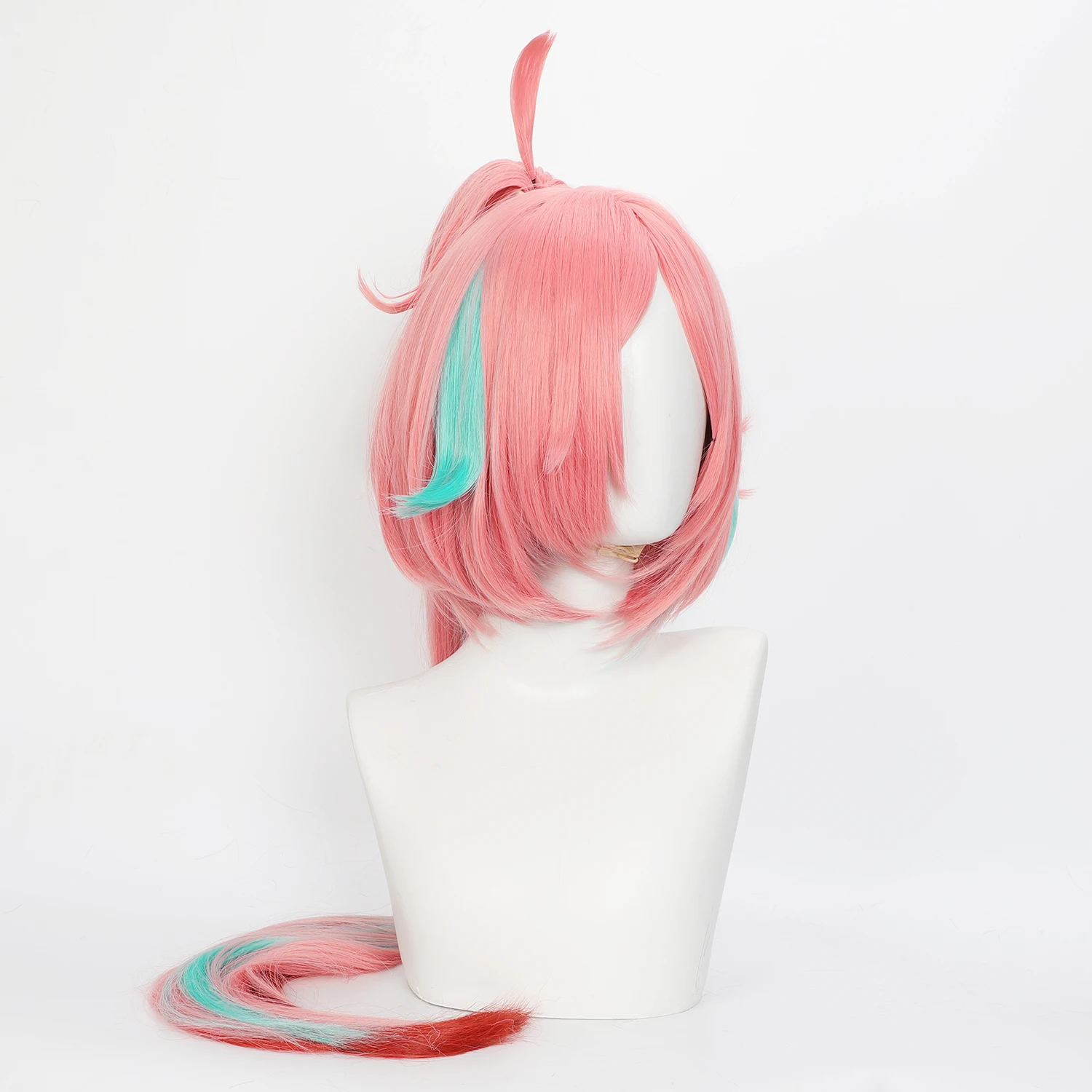 Cosplay Wig Rappa 105cm Straight Anime Wig Honkai- Star Rail Ponytail Wig with Side Bangs Ombre Pink Synthetic Wig Daily School
