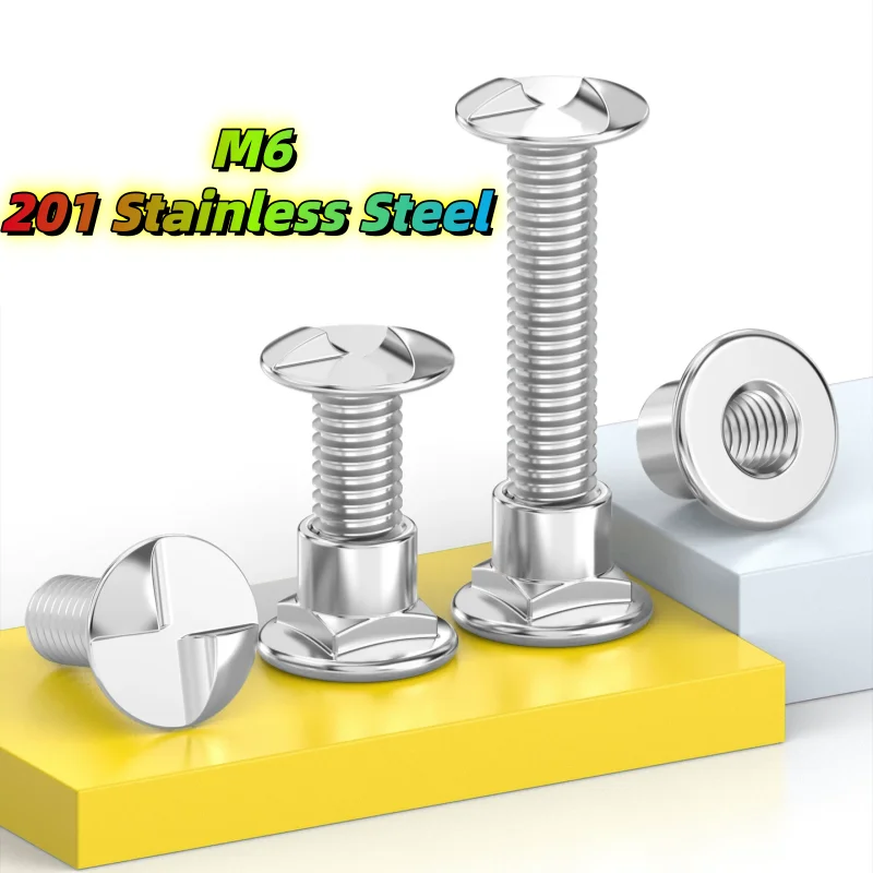 M6 201 Stainless Steel S-Type Guardrail Security Anti-Theft Screw One-Way Slotted Security Screws Tamper-Proof Nuts