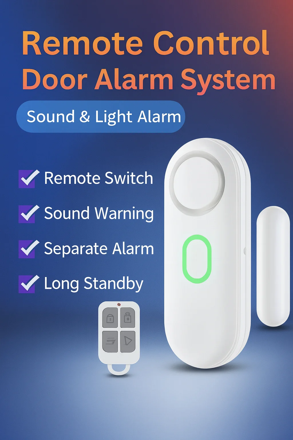 

Беспроводная сигнализация для дверей и окон с пультом дистанционного управления | Сирена 120 дБ | 3 режима | Охранная сигнализация для шкафа домашнего офиса | Питание от батареи