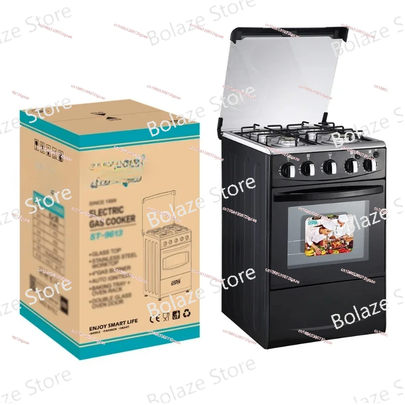 ST-9613 Kj-28 4 Gas Burners Black Standing Cooking Stove Built-in All Gas Oven