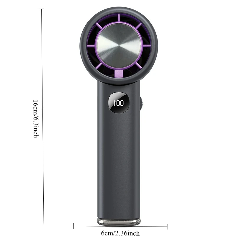 Portable Handheld Turbo Fan 100 Wind Speeds Adjustable Digital Display Mini Personal Fan Battery USB Charging