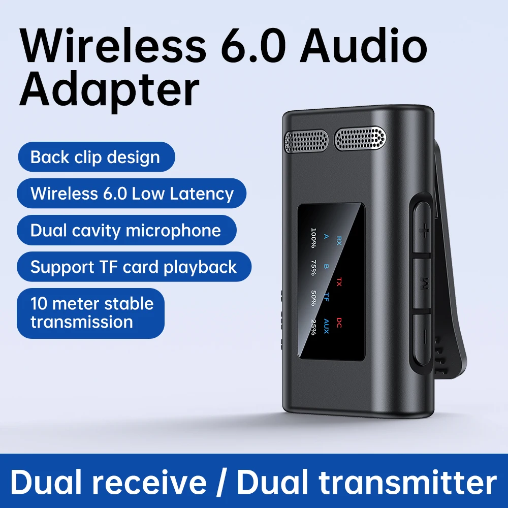 Bluetooth 6.0 2-in-1 Transceiver Wireless Adapter, 3.5mm Audio AUX Adapter, Dual Receiver and Dual Transmitter for Mobile Phone