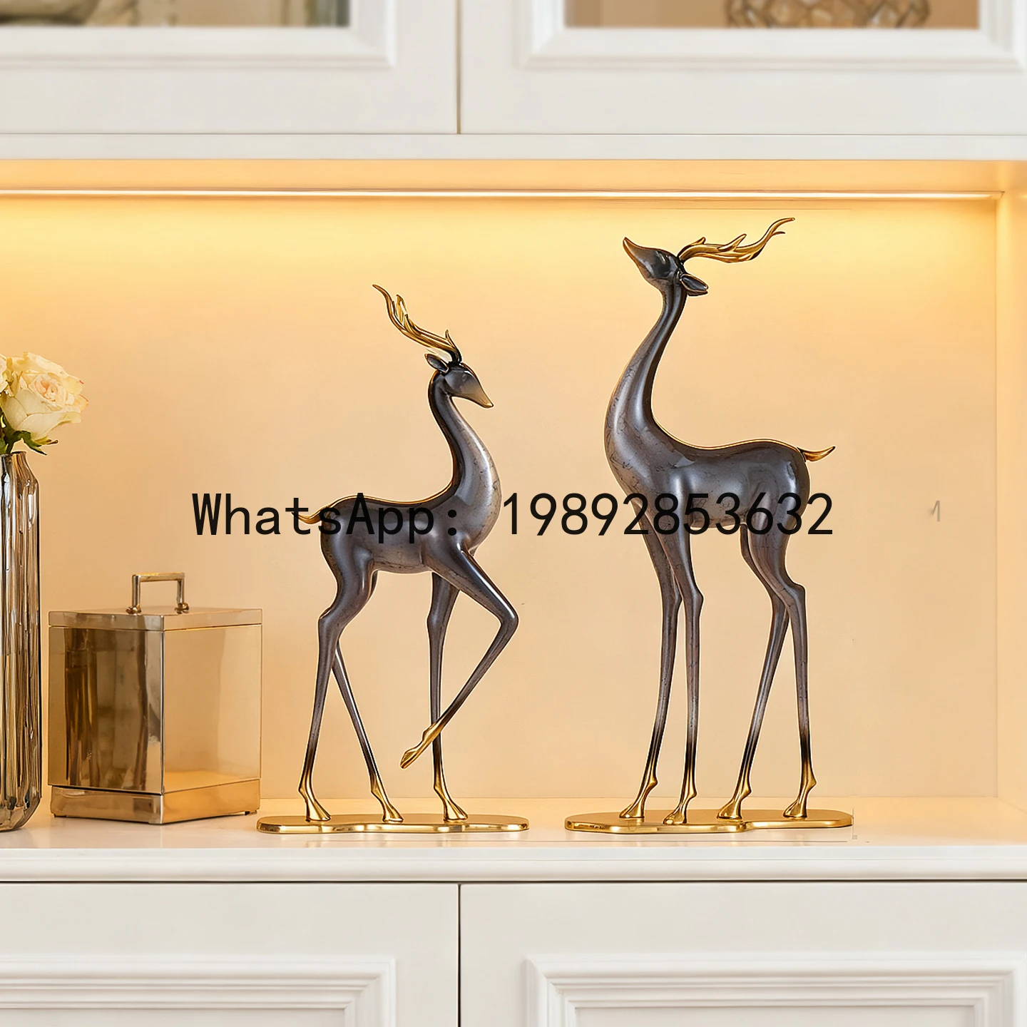 XL Copper Nine-Color Deer Ornament for Living Room Entrance TV Cabinet Countertop Wine Cabinet Side Table Decoration