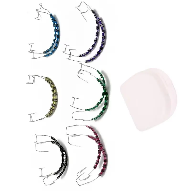 

1 Pair Fake Braces Colorful Brackets For Teeth Temporary Metal Wires Metal Bracket Orthodontic Ligature Ties Dental