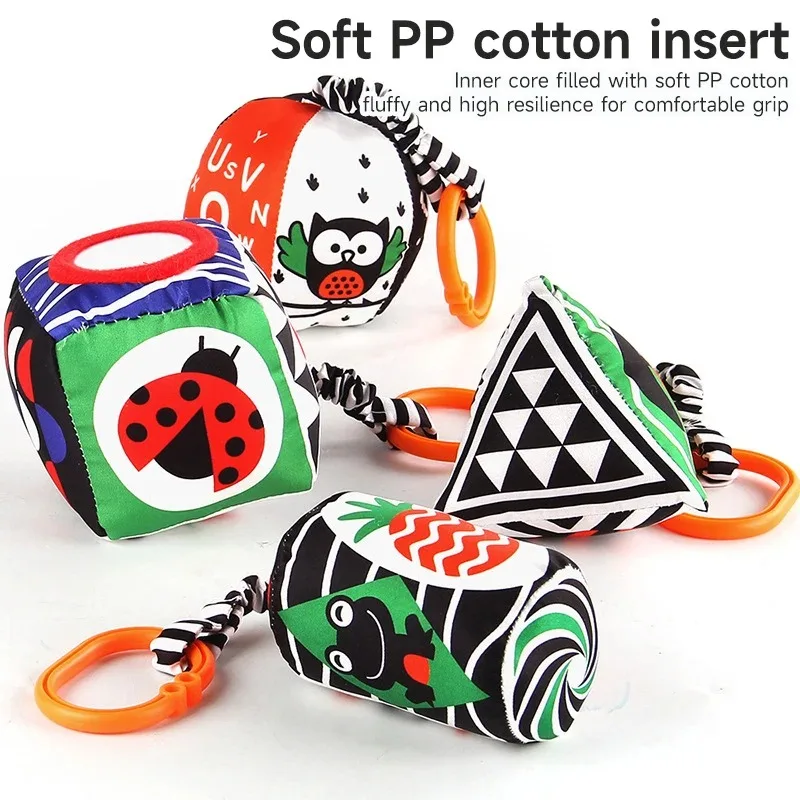 Sensory Cloth Book Set, Baby Activity Gym with Hanging Toys，Crinkle Paper for Newborn Infant Early Education Development