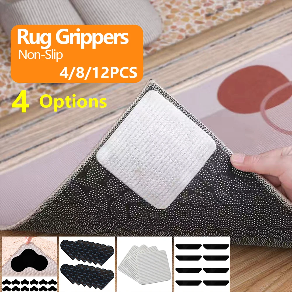 Carpet Non-slip Sticker Fixed Stickers Floor Rug Mat Tape Gripper Corner Pad Reusable Washable Anti Curling Carpet Patch Tool