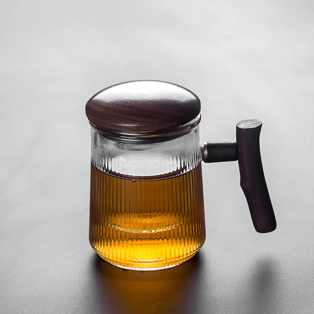 

Glass Tea Infuser Striped Wood H Elegant Tea Mugs With Infuser Lid Coffee Mugs Loose Steeper Beverages Home