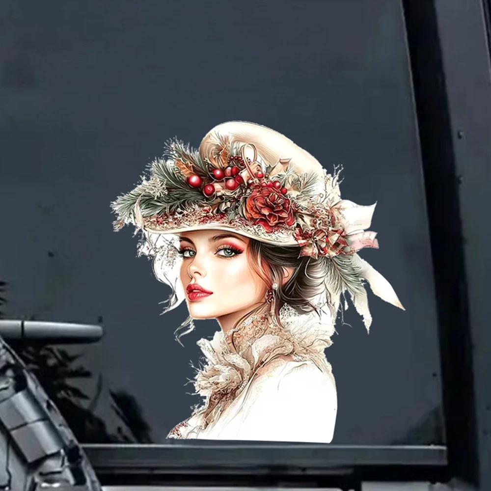QT2527#Elegant Victorian Girl Waterproof Vinyl Stickers for Car, Laptop, Wall and Glass Surface