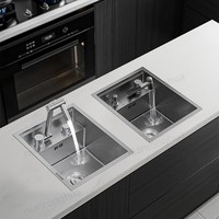 Hidden Kitchen Sink with Cover Plate Black Silver Honeycomb Folding Faucet Drain Small Sink 304 Stainless Steel Kitchen Sink