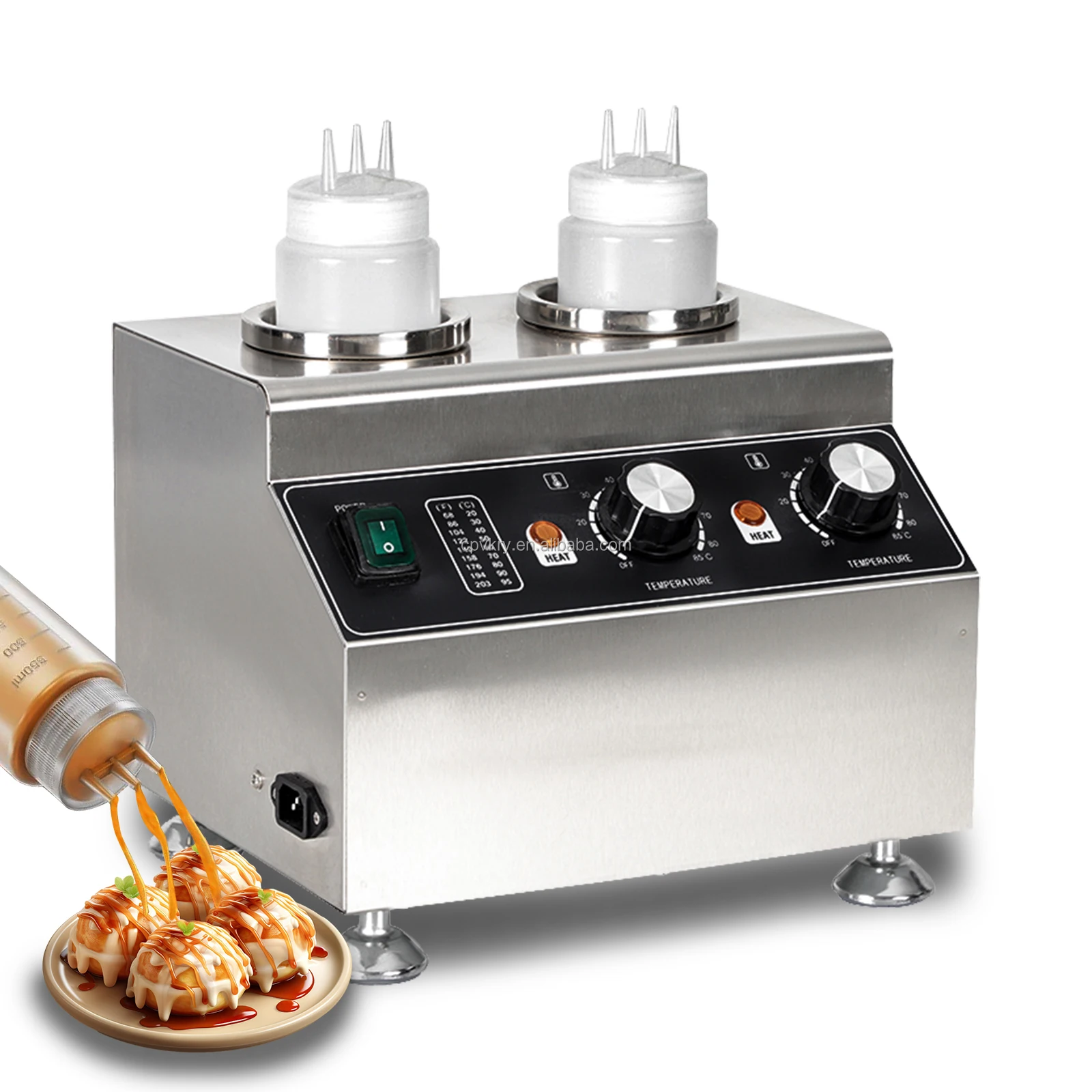 

110/220V Commercial Corn Flakes 2 Bottles Sauce Warmer and Electric Cheese Stainless Steel Dispenser Chocolate and Fruit Sauce