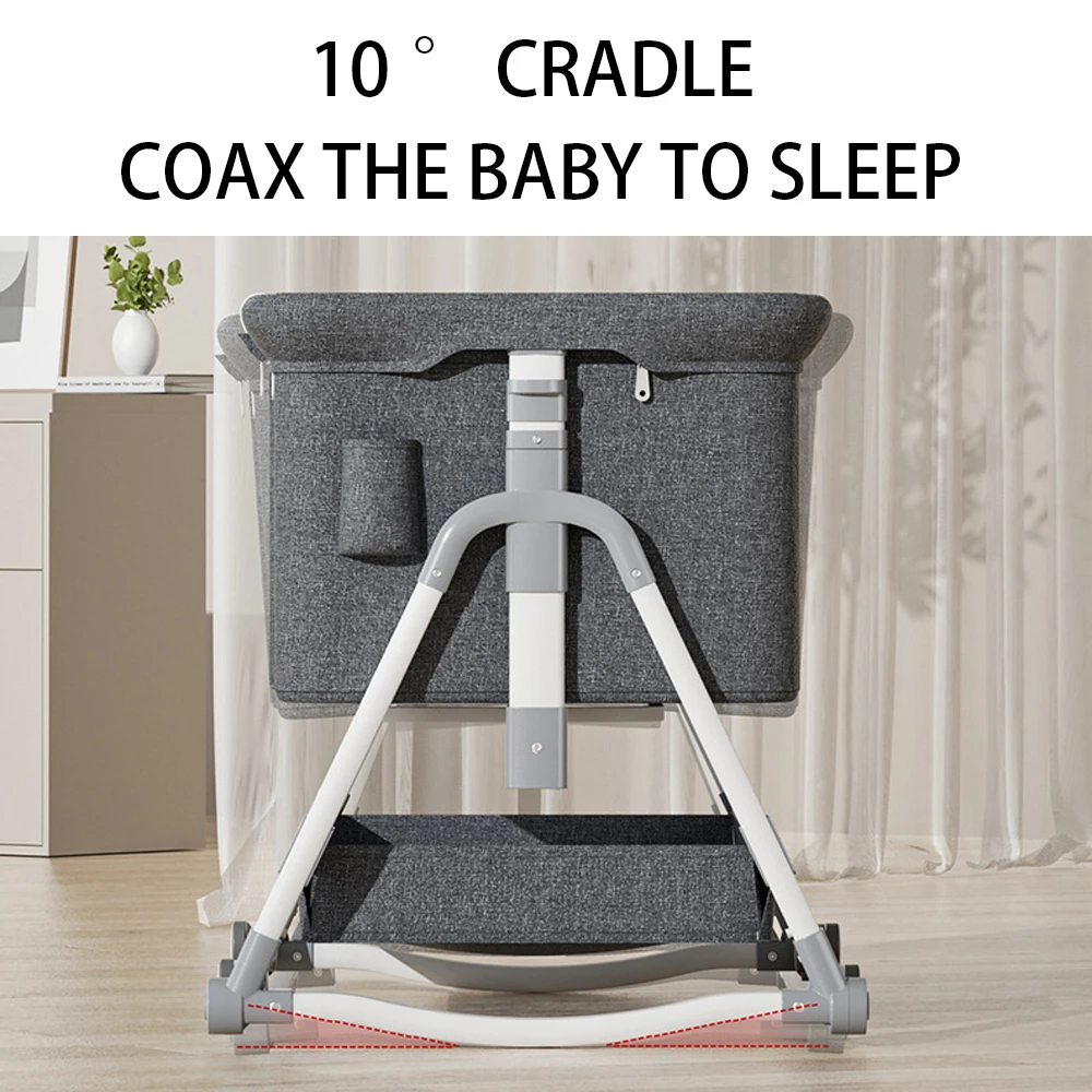 Crib Newborn Bed Splicing Big Bed Baby Shaker Children\'s Bed Cradle Bed Multi-functional Mobile Foldable Mute Implementation