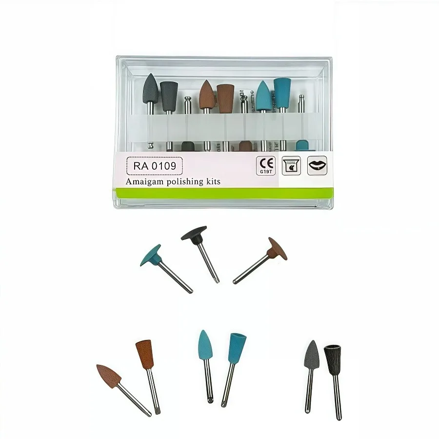 9PCS/Box Dental Polishing Bur Kit Composite Resin Rubber Porcelain Teeth Polisher Kit RA0309 Resin Polishing Set Dentistry Tool