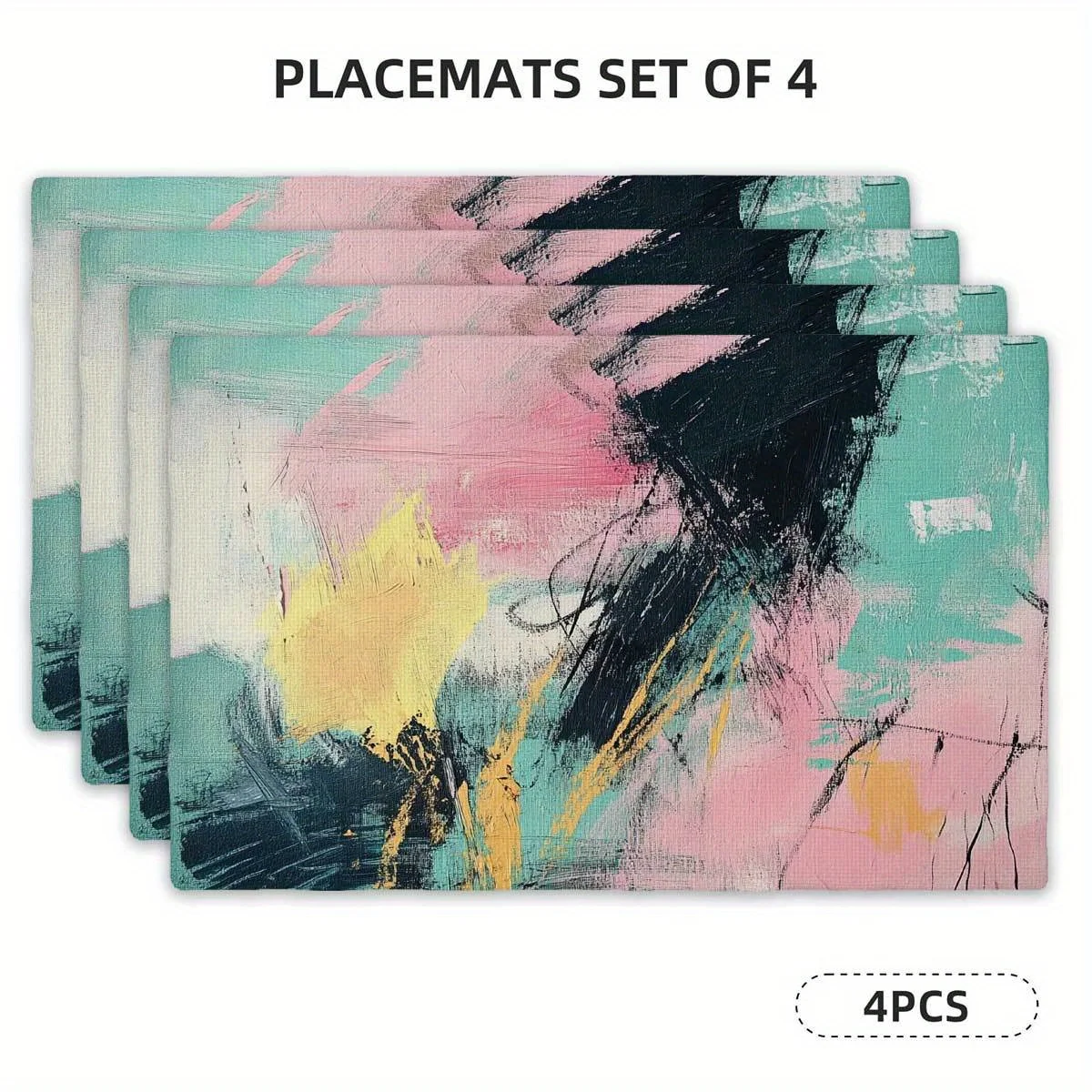 4pcs Abstract Art Color Theme Placemats, Polyester Rectangular Table Mats, 12