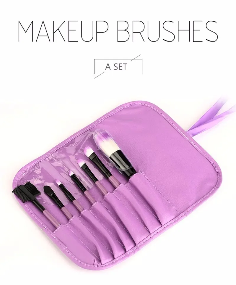 Makeup Brush Set 7 Pcs Professional Foundation Powder Concealers Eyeshadow Blush Synthetic Makeup Brushes with Bag