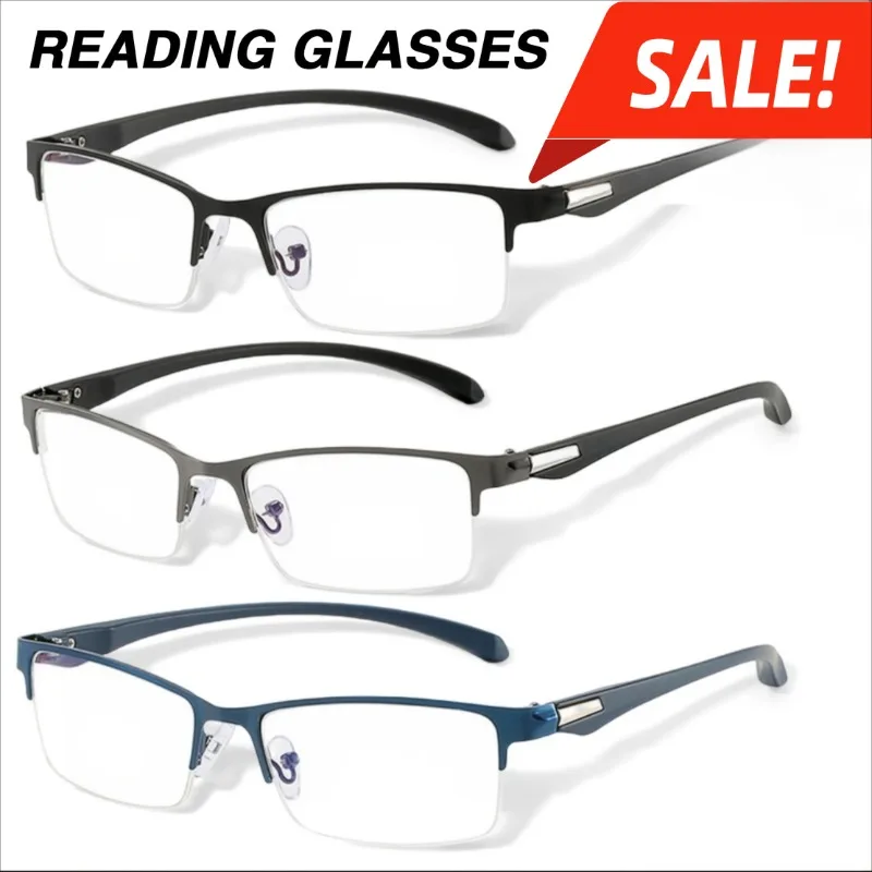 

3 Pairs of Classic Rectangular Half Frame Presbyopia Computer Reading Glasses