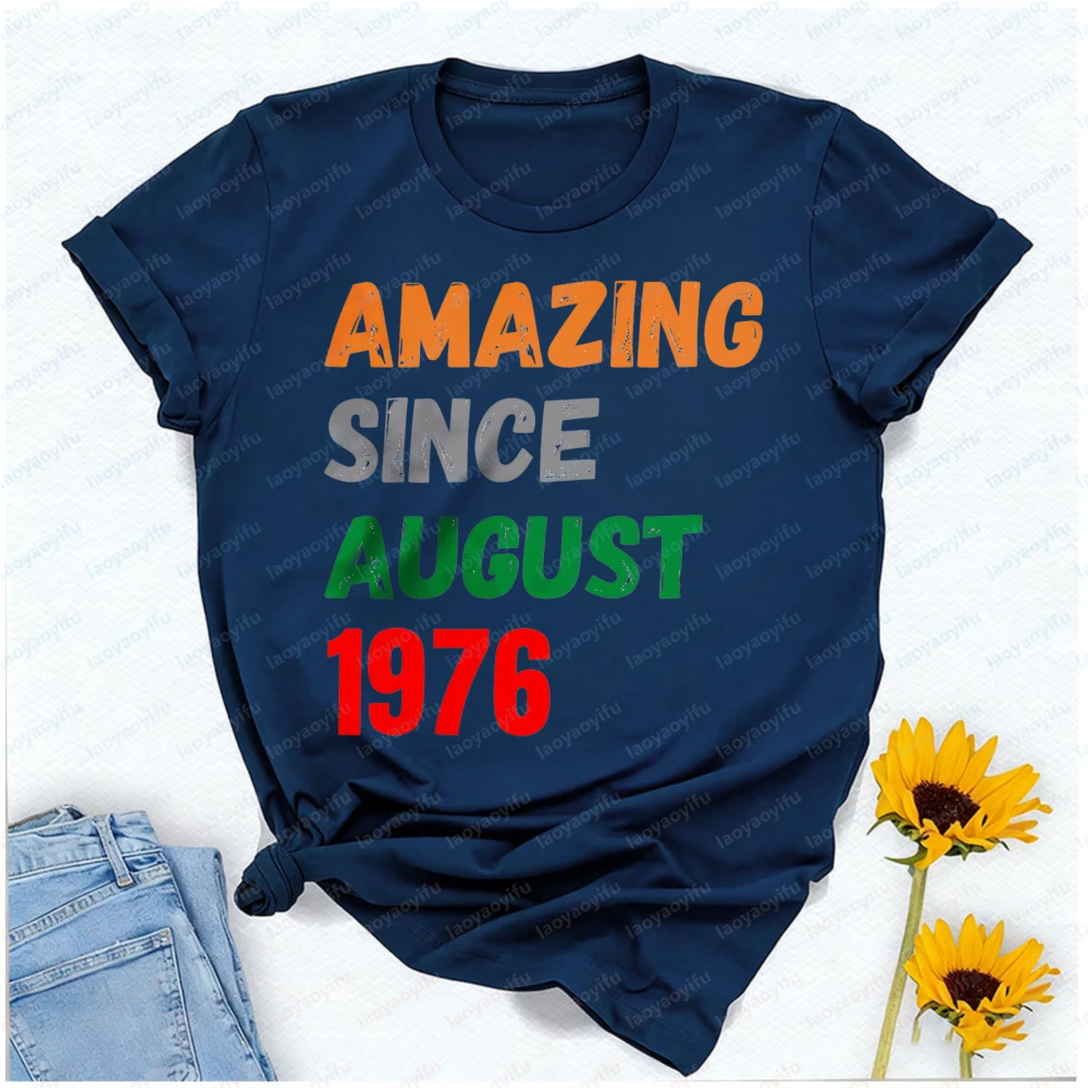 Amazing Since August 976 Women Clothes Y2k Top Oversized T Shirt Vintage Clothes Harajuku High Quality Cotton Tops