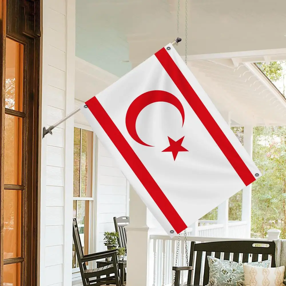 Northern Cyprus Flags 3x5 Ft Custom Banner For Garage Door Room Decor Wall Out Decoration With Metal Buckle