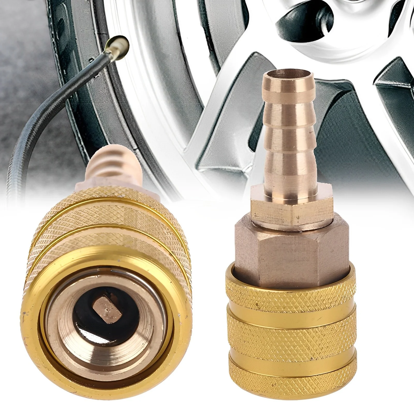 Tire Inflator Air Clamp Chuck With Barb Tail Fitting 6/8/10MM Automatic-Locking Air Chuck Quick Connector