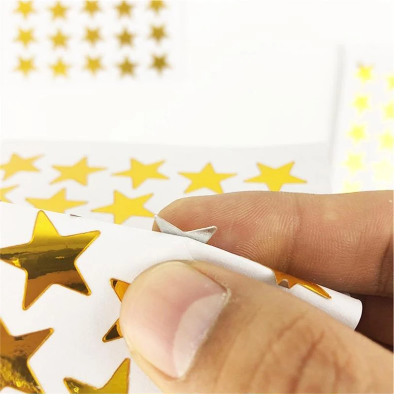 10pcs Silver Five-Pointed Star Sticker Pvc Self-Adhesive Sticker Children Praise Five-Pointed Star Sticker Envelope Sticker