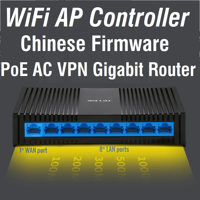 

75W 9 Ports 8 PoE AC VPN Gigabit RJ45 Router IPSec/PPTP/L2TP Wired 1000M Router Gateway WiFi Wireless AP Controller ChinFirmware