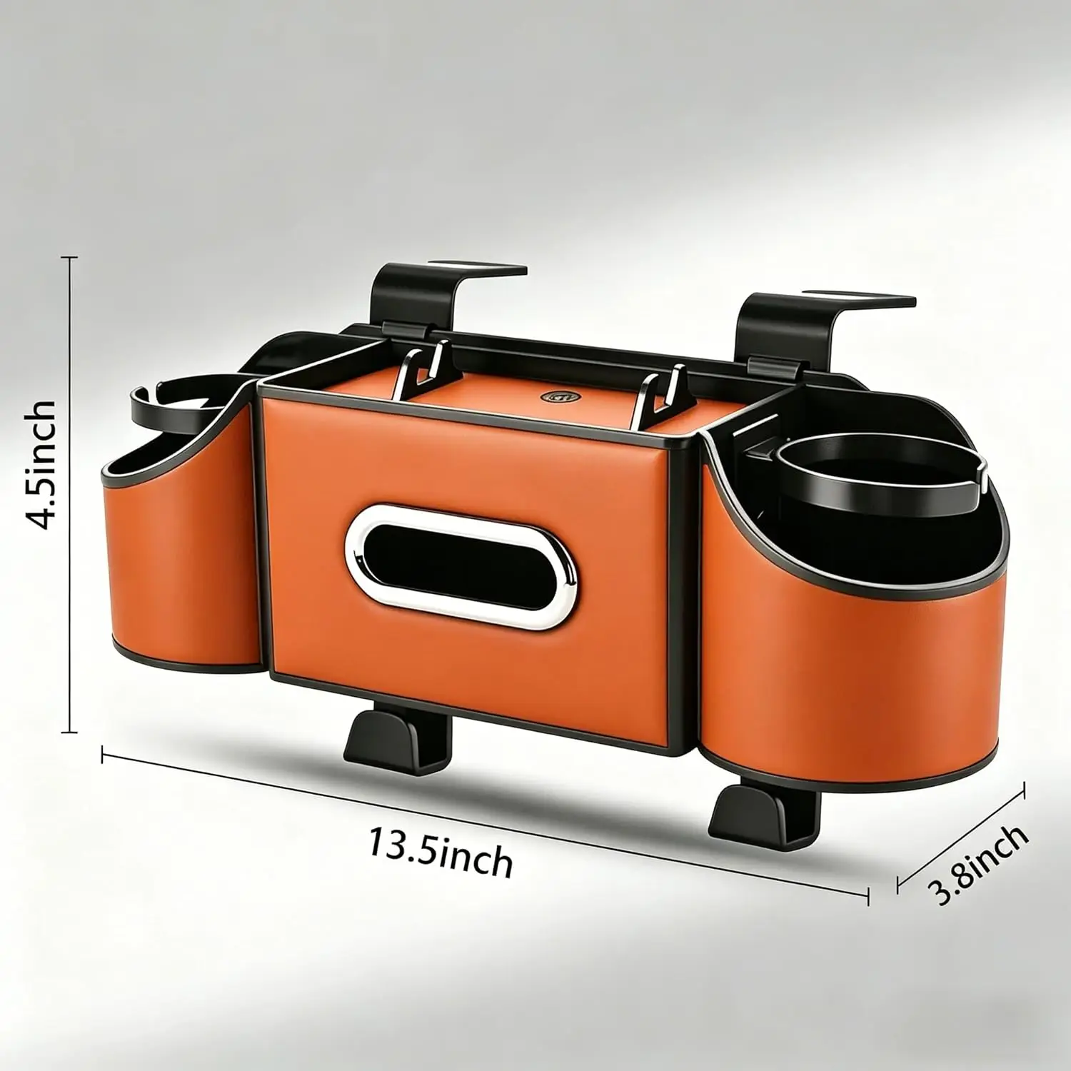 Backseat Car Organizer with Cup Holder & Tissue Box,4 in 1 Car Seat Storage Organizer with Hooks,Seat Back Cup Holder Phone Tray