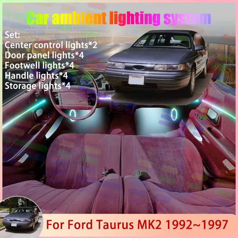 

Для Ford Taurus MK2 2th 2Gen 1992 ~ 1999 1993 1994 2/18 в 1 автомобильный атмосферный светильник RGB абажур ансамбль стример атмосферный набор