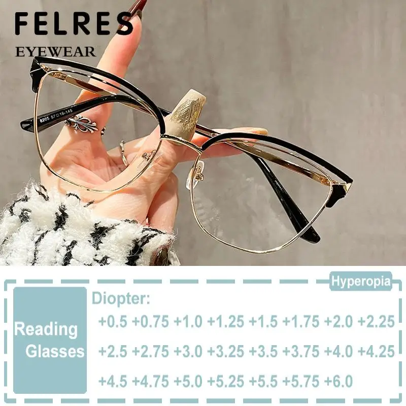 

Anti Blue Light Reading Glasses For Women Optical Prescription Glasses Fashion Hollow Cat Eye Glasses Presbyopia Eyeglasses