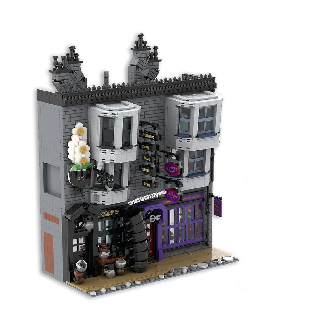 magic Movie Moc Potages Cauldron shop Owl Emporium Terror Tours office Broomstix Broom Shop model creative ideas ChildToy blocks