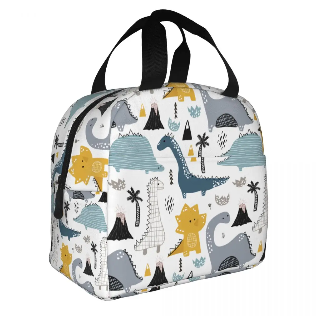 

Милые изолированные сумки для обеда с изображением динозавра, сумка-холодильник, контейнер для еды, большая вместительная сумка-тоут, ланч-бокс, сумка-бенто, офисная уличная сумка