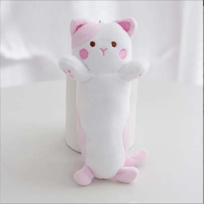 Dimensioni 16CM nuovo divertente lungo gatto peluche portachiavi simpatico animale bambola borsa appesa decorazione bambola regali di compleanno per ragazza