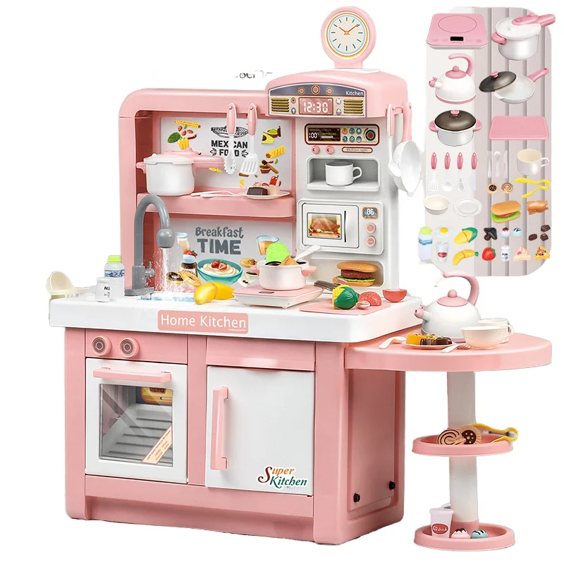 Kitchen Set Unisex Big Simulation Cooking Game Tableware Pretend Play Quality Plastic Materials