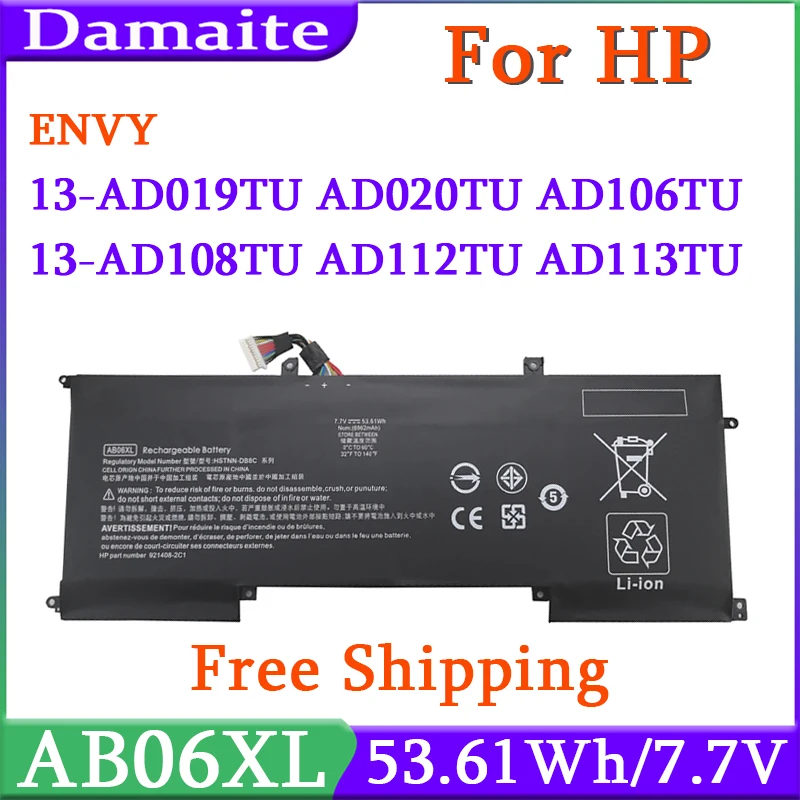 AB06XL Battery For HP ENVY 13-AD019TU 13-AD020TU 13-AD106TU 13-AD108TU AD027TU TPN-I128 HSTNN-DB8C 921408-2C1 921438-855 Laptop