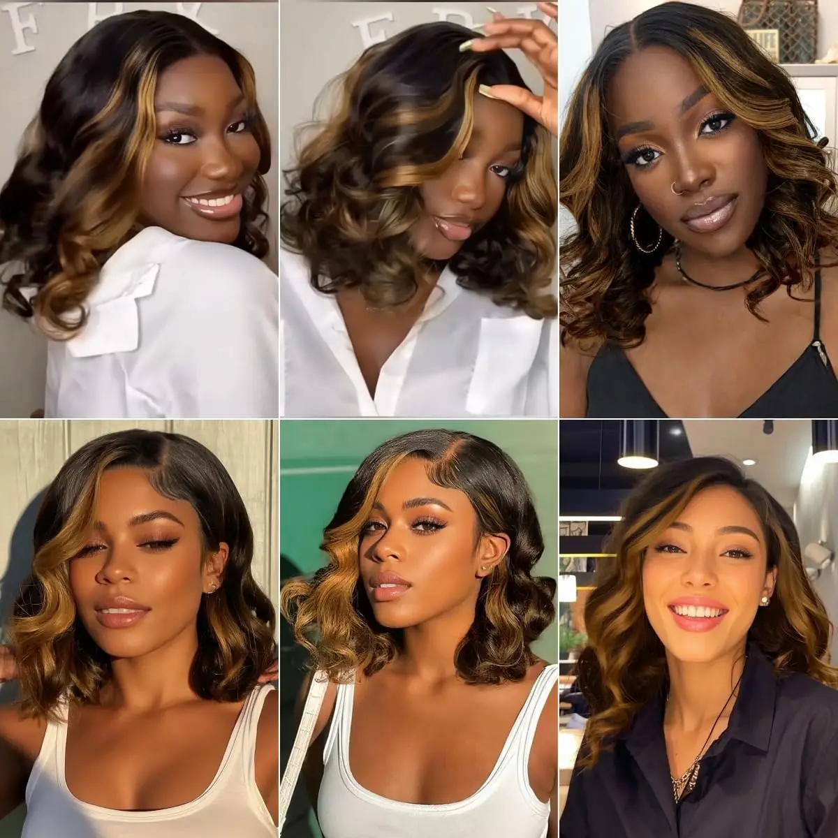 الجسم موجة 1B/30 لون قصير بوب شعر مستعار أومبير شقراء 13x4 الدانتيل الباروكة الأمامية تسليط الضوء على براون مزيج شقراء 100% الشعر البشري قبل قطعها بوب